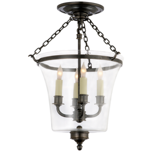 Chapman & Myers for Visual Comfort Signature Sussex Semi-Flush Bell Jar Lantern in Bronze