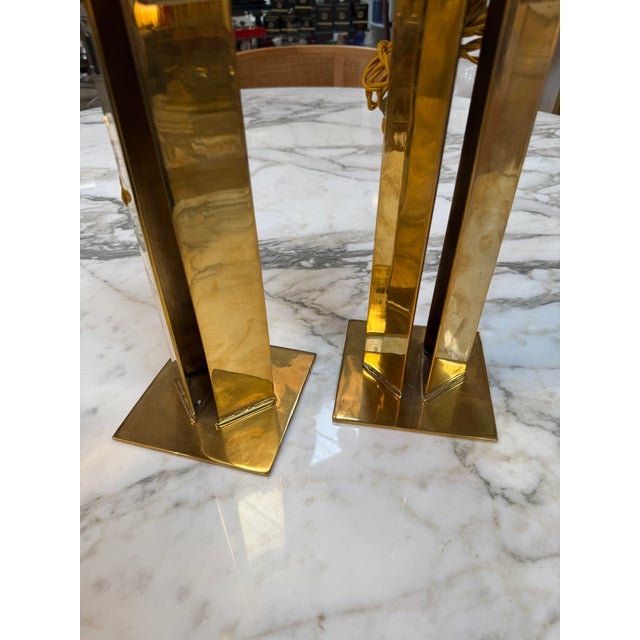 1970s Italian Modernist Brass Table Lamps - a Pair For Sale In Los Angeles - Image 6 of 10