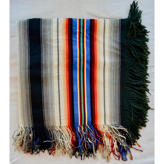 American 1910 Antique Black Striped Wool Throw Blanket - For Sale - Image 3 of 13