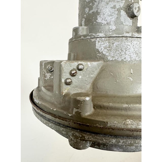 Gray Industrial Grey Cast Aluminium Pendant Light, 1960s For Sale - Image 8 of 18