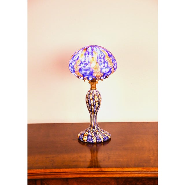 Metal Italian Art Glass Table Lamp by Fratelli Toso, 1930s For Sale - Image 7 of 13