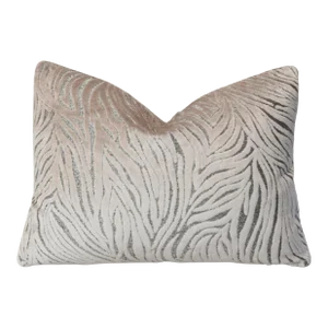 Designer Jane Clayton Zebra Velvet Damask Feather/Down Pillow 22" X 17"