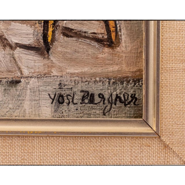 Gray Yosl Bergner, Israeli Yosl Bergner Modernist OIl Painting Kitchen Bottles Coffee, Vase For Sale - Image 8 of 8