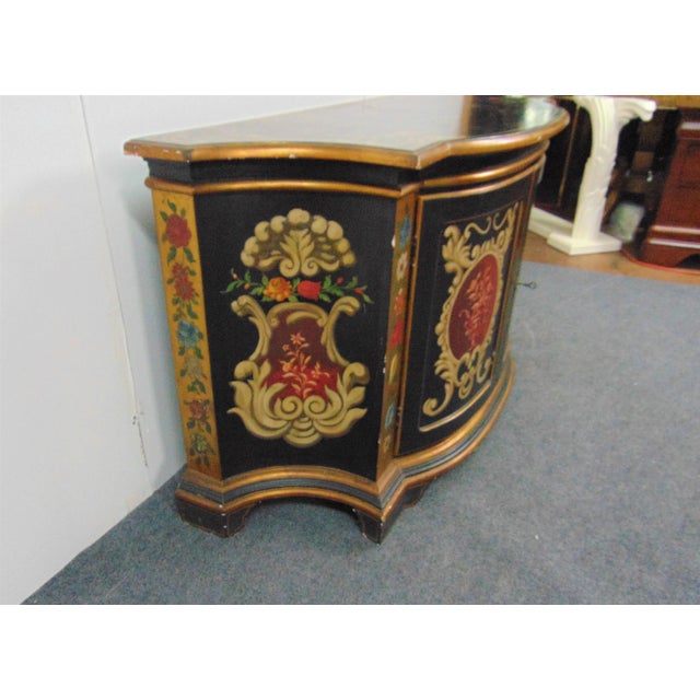 Italian Florentine Black Gilt Decorated Credenza For Sale - Image 4 of 10