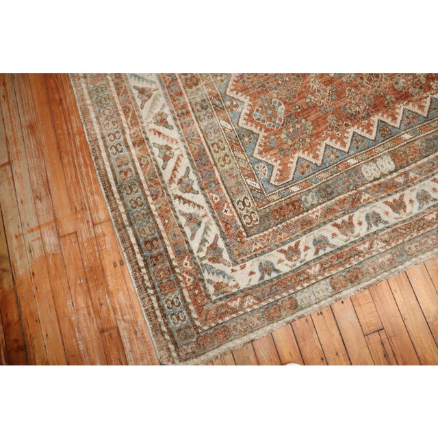 Persian Zabihi Collection Tribal Antique Shiraz Room Size Rug For Sale - Image 3 of 12