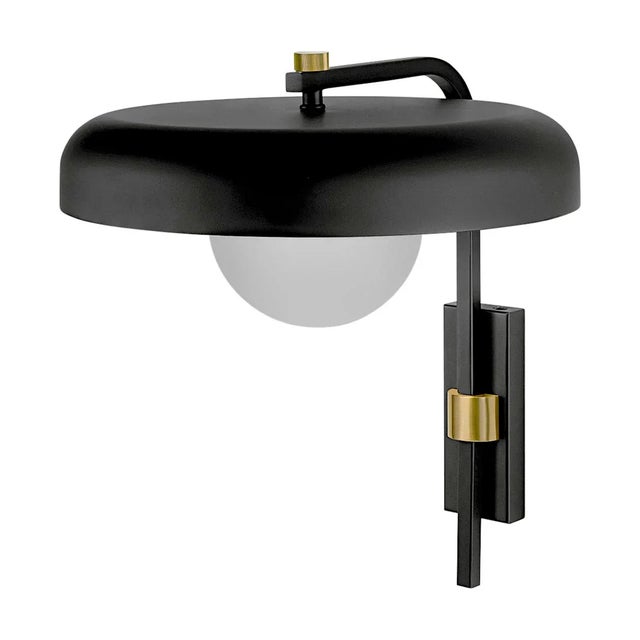 Satin Black With Brushed Brass Wall Light For Sale - Image 6 of 6