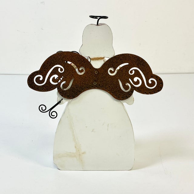 Wood 1990s Vintage Boho Chic Arts & Crafts Valentine Angel -Brighten Heart & Home. For Sale - Image 7 of 9