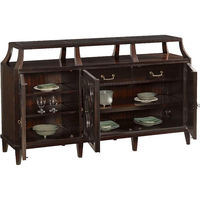Hollywood Regency Lexington Kensington Place Wellshire Antique Mirrored Mahogany Sideboard For Sale - Image 3 of 17