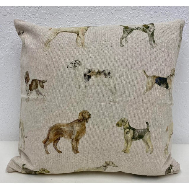 16" Square Pillow Decorated With Various Breeds of Attentive & Obedient Dogs - Made in Uk. For Sale - Image 13 of 13