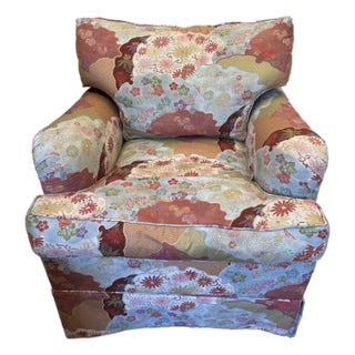 Vintage Designer Fabric Club Chair For Sale