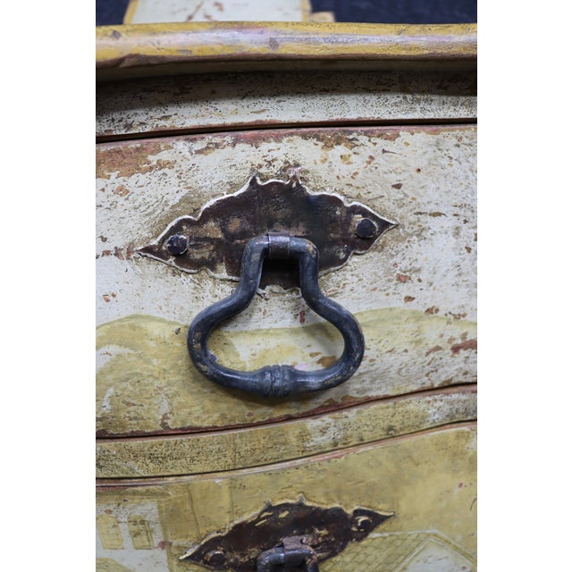 Italian Style Painted Three Drawer Commode With Scenic Decoration For Sale - Image 15 of 18