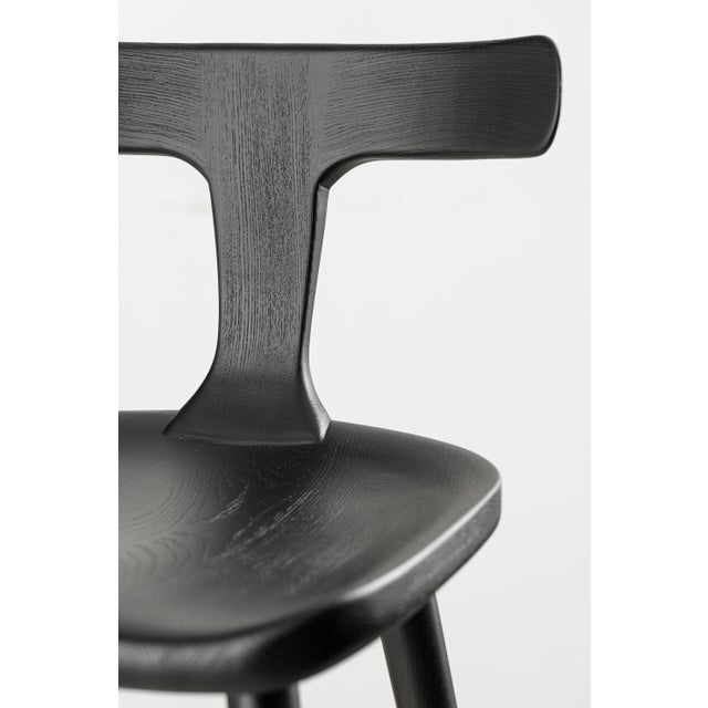Modern Style Ash Solid Wood Bar Chair With Back in Black Color For Sale - Image 4 of 12