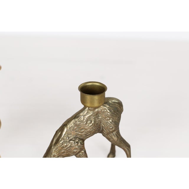 1970s Midcentury Brass Deer Candle Holders, Stag and Doe Pair For Sale - Image 5 of 14