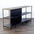 Wood shelving on a metal frame. Brand: Crate and Barrel. Dimensions (in): 80W x 17D x 38H.