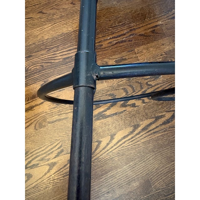Black Arhaus Obra 32” Swivel Wrought Iron Bar Stools in Distressed Bronze – Pair For Sale - Image 8 of 12