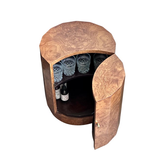 Edward Wormley 1950s Edward Wormley for Dunbar Pedestal Side Table in Olive Burl For Sale - Image 4 of 11