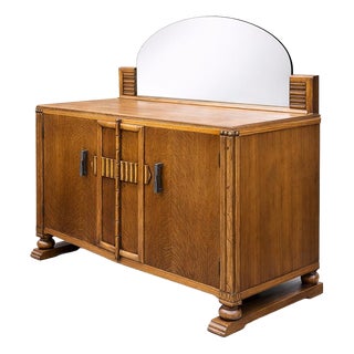 Arts & Crafts Oak Dresser or Sideboard with Mirror For Sale