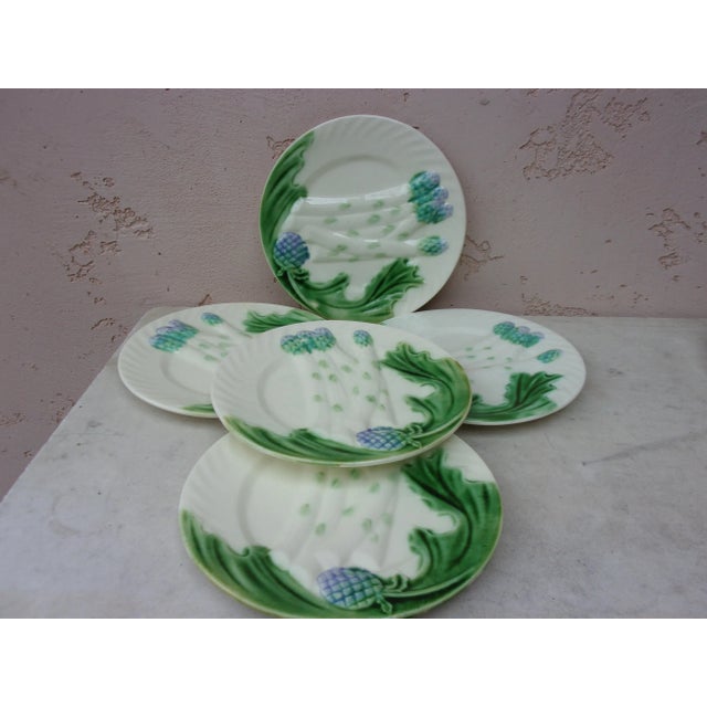 C.1890 French Majolica Asparagus Plate Salins For Sale - Image 4 of 8