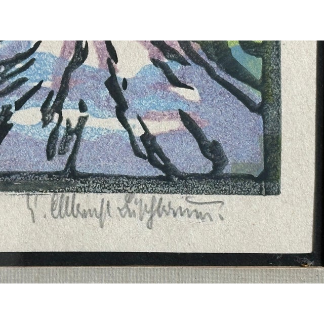 Vintage Framed Early 20th Century Landscape Woodblock Print For Sale - Image 4 of 14