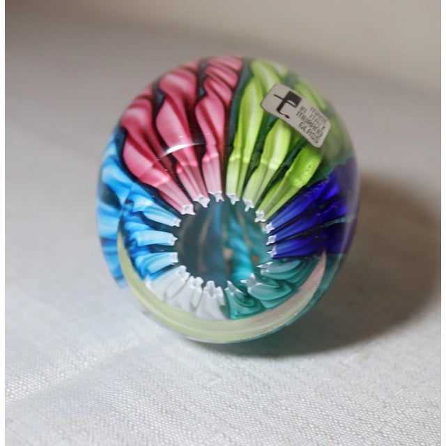 Glass Vintage Hand Blown Italian Murano Art Studio Glass Egg Shaped Paperweight For Sale - Image 7 of 8