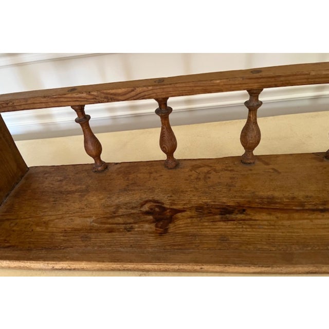 Farmhouse Antique Pine Wall Shelf With Galley For Sale - Image 3 of 7