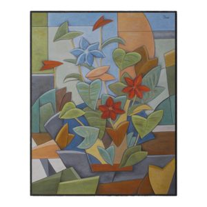 "Sunset Flowerbed"/Contemporary Abstract Oil Painting/by Trish Toro, Framed