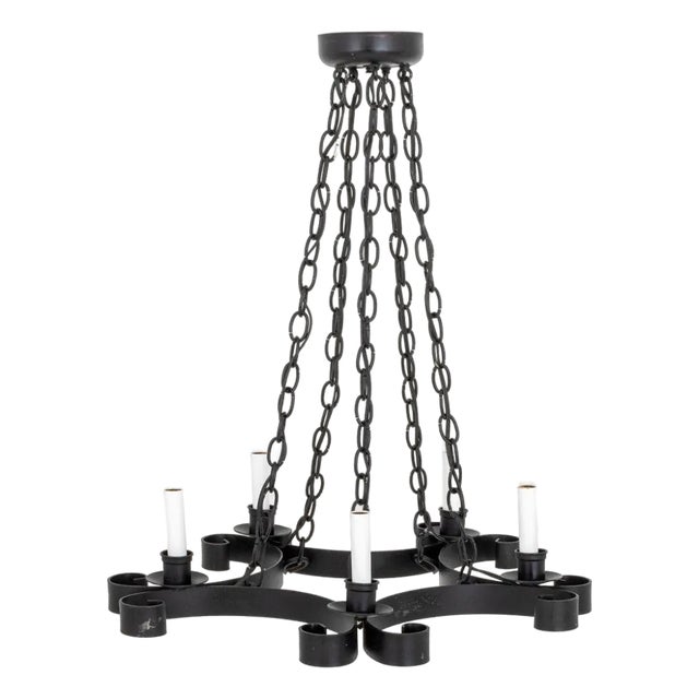 French Gothic Style Wrought Iron Chandelier For Sale