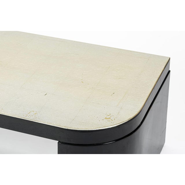 Black Art Deco Coffee Table in Black Lacquer and Metal Leaf, Circa 1935 For Sale - Image 8 of 14
