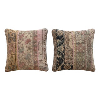 Muted Oushak Rug Pillow Cover 20'' X 20'' - Set of Two For Sale