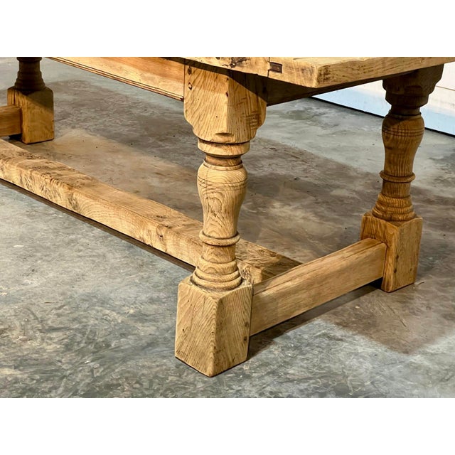 Bleached Oak Farmhouse Dining Table, 1925 For Sale - Image 10 of 18
