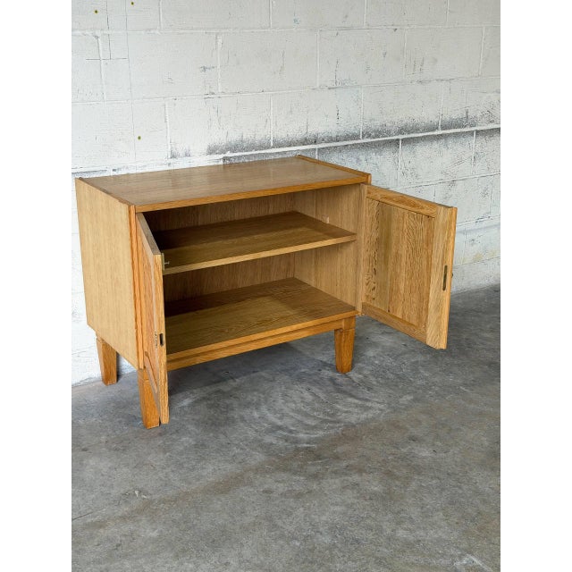 Oak Two-Door Storage Cabinet With Reeded Detail Mid-Century Modern 1970s For Sale - Image 9 of 11