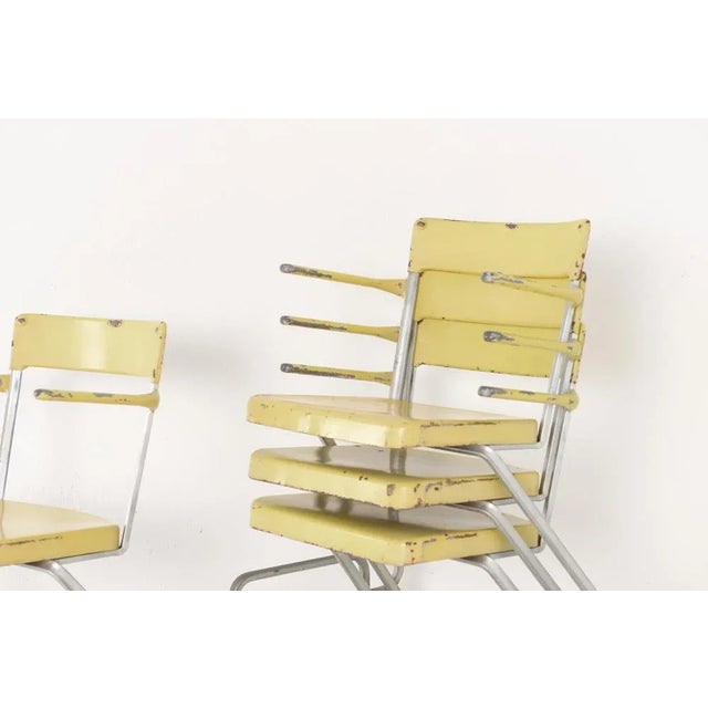 Swiss Industrial Iron and Zinc Dining Chairs, 1940s, Set of 4 For Sale - Image 9 of 12
