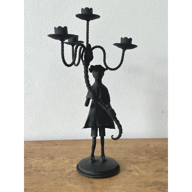 Vintage Boho Forged Iron Candelabras - Set of 2 For Sale - Image 10 of 12