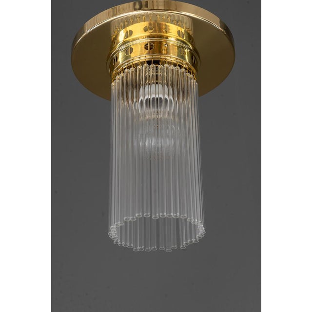 Metal Art Deco Ceiling Lamps with Glass Sticks, 1920s, Set of 2 For Sale - Image 7 of 14