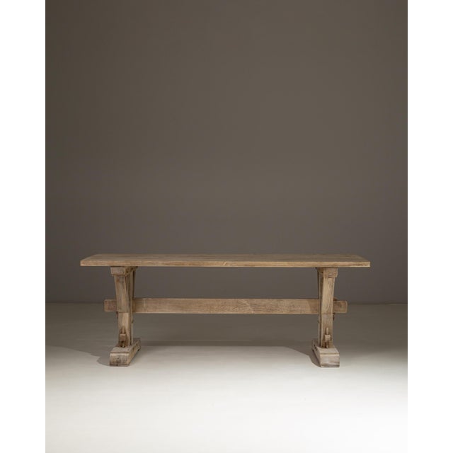 1970s French Oak Trestle Dining Table For Sale In Greensboro - Image 6 of 18
