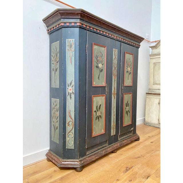 Wood Austrian Hand-Painted Armoire, 19th Century For Sale - Image 7 of 12