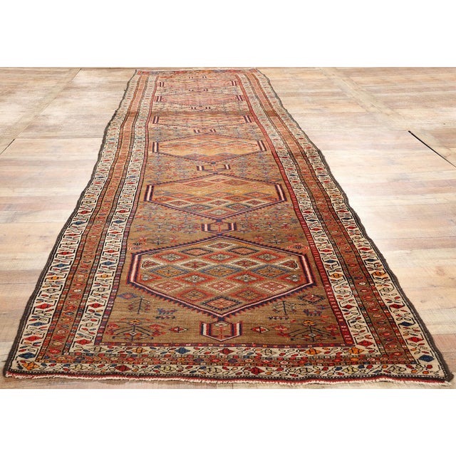 Brown Antique Persian Sarab Rug Runner - 04'01 X 15'01 For Sale - Image 8 of 9