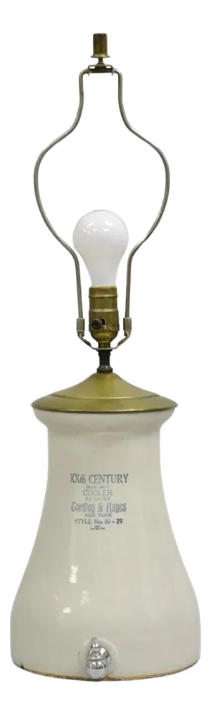 Antique Gordley & Hayes Salt Glazed Stoneware Lemonade Dispenser Table Lamp