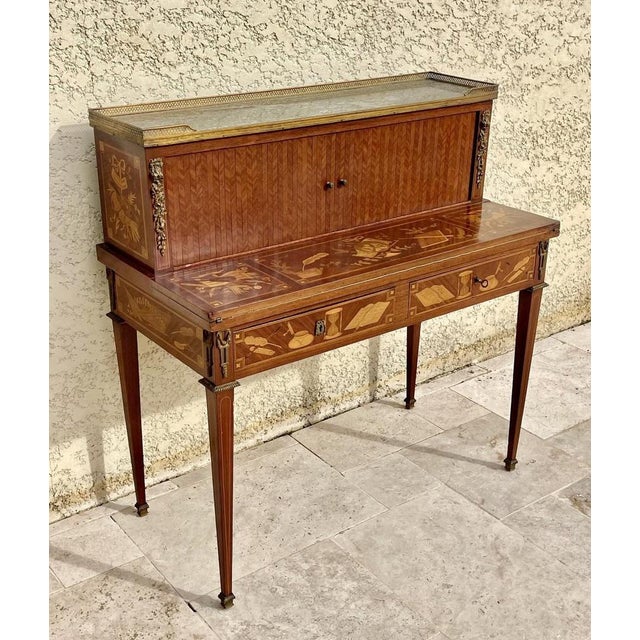 Louis XVI Style Marquetry Desk in Wood For Sale - Image 3 of 13
