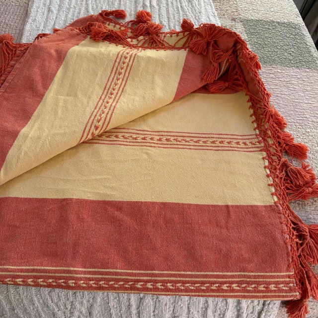 Vintage Large Cotton Linen Coverlet or Tablecloth For Sale - Image 4 of 8