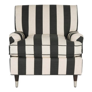 Club Chair in Black & White & Espresso For Sale