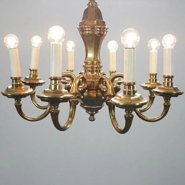 Metal Gold and Metal 8-Light Chandelier, 1970s For Sale - Image 7 of 13
