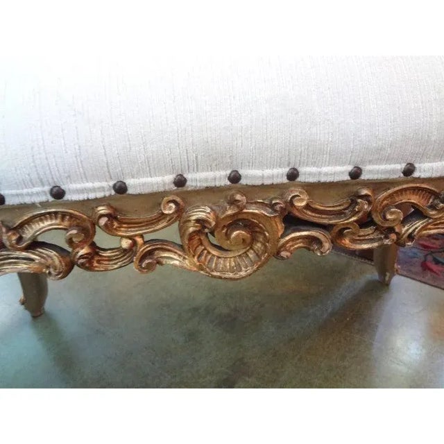 1920s 1920's Antique Italian Louis XV Style Giltwood Bench For Sale - Image 5 of 10
