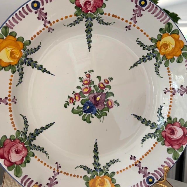 Mid 20th Century Vintage Hand-Painted Faience Wall Plate by Zell For Sale - Image 5 of 10