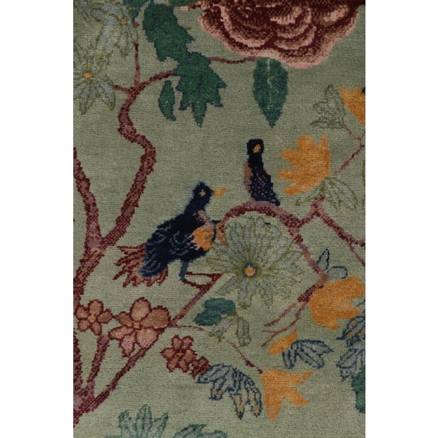 Rug & Kilim Chinese Style Art Deco Rug in Red with Green & Blue Pictorial - 12'x18' For Sale In New York - Image 6 of 8