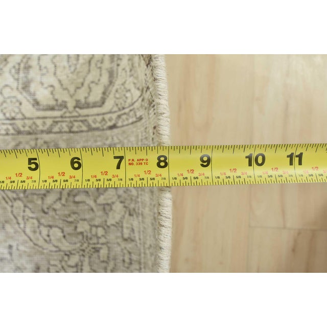 Tabriz Rug 6’11” X 10’1” Beige Wool Vintage Distressed Hand-Knotted Carpet For Sale - Image 13 of 15