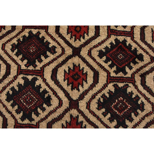 Baloch Rug 3'4'' X 6'11'' Beige Wool Vintage Tribal Hand-Knotted Oriental Carpet For Sale - Image 4 of 12