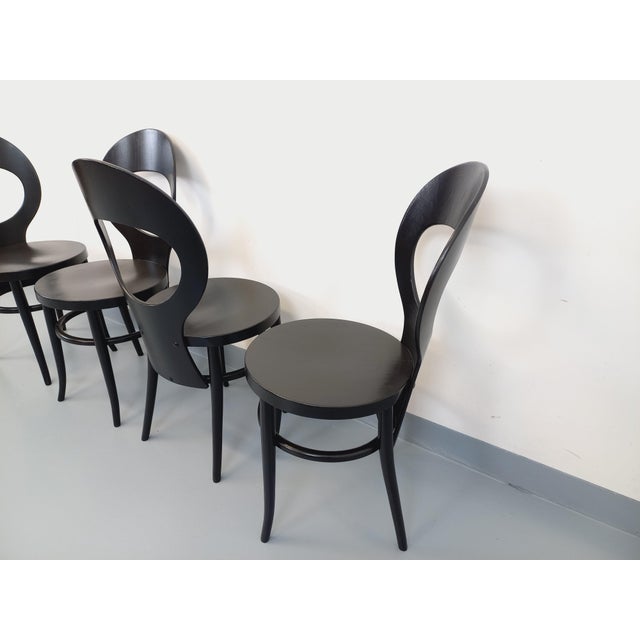 Vintage Mouette Chairs in Black Wood from Baumann, 1960s, Set of 4 For Sale - Image 12 of 18
