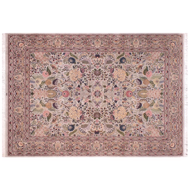 Gray Shabby Chic 1990's Botanical Nagi Pak-Persian Gray/Gray Wool Rug - 9'1'' X 12'5'' For Sale - Image 8 of 9