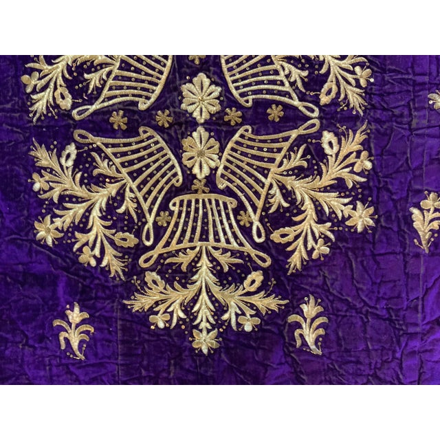 Antique Velvet and Gold Embroidery Textile For Sale - Image 11 of 13